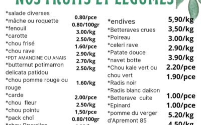 08/01/2024, liste des fruits et legumes, EARL Mme Voisin, Challans