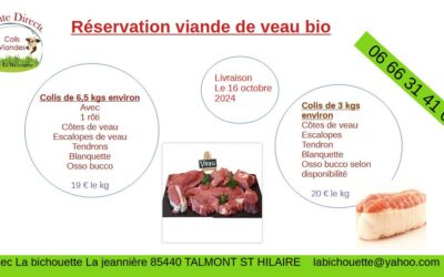 Talmont St Hilaire, Viande, la Bichouette, livraison 16 Octobre